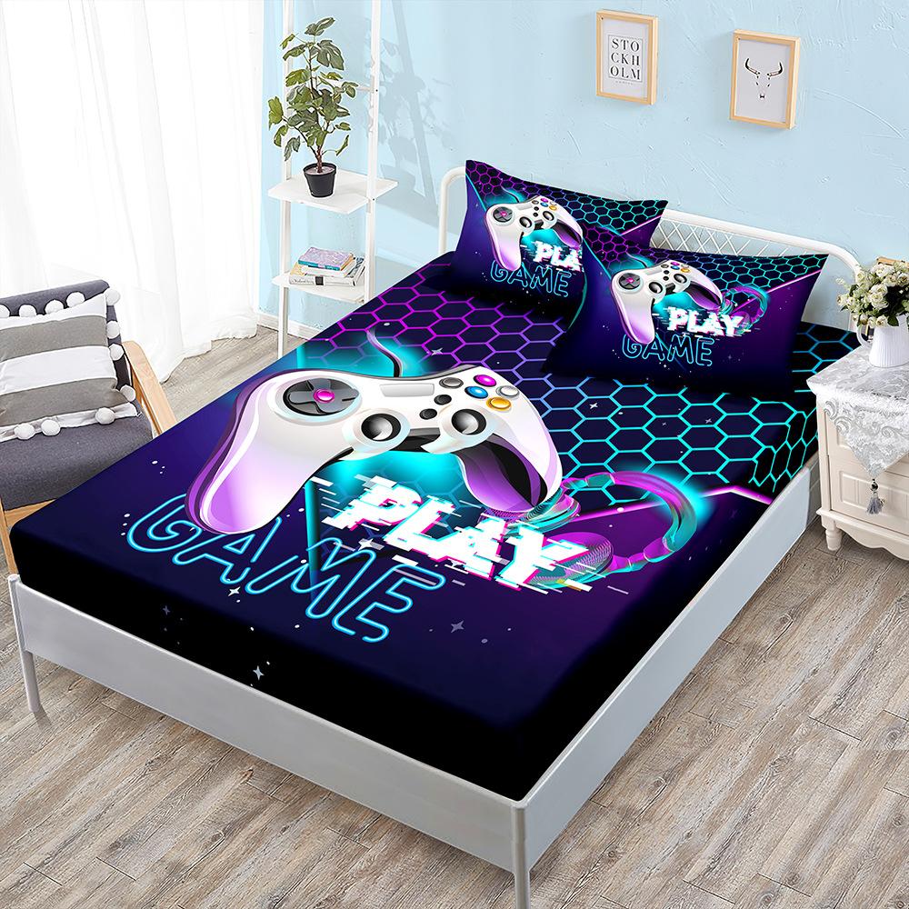 E-Sports Gamepad Kit, Bed Hat Three-Piece Set, Bed Cover, Pillowcase, Mattress Protective Cover.