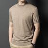 Spring New Solid Color Medium-aged Men's Sweater Thin Semi-turtleneck Short-sleeved Knitted Sweater Men's Clothing