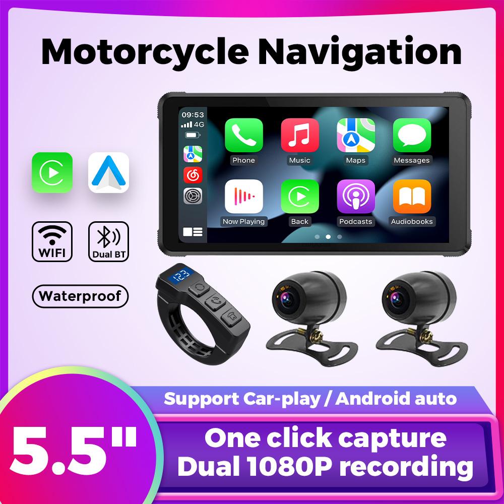 Для carplay мотоцикл GPS навигация motos IP67 водонепроницаемый 5.5-дюймовый монитор Linux система ЖК-дисплей для беспроводной Android Auto