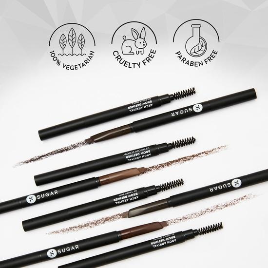 SUGAR Косметика Arch Arrival Brow Definer | Карандаш для бровей со шпулей | Держится до 12 часов | Натуральный финиш | 3,5 г | Серо-коричневый