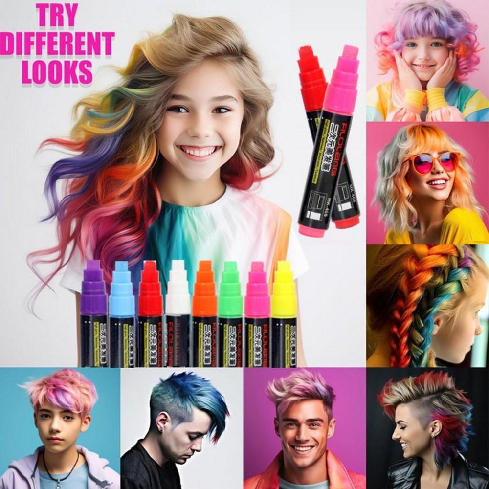 Hair Pen Disposable Temporary Dye Partial Dye DIY Hair Chalk Gray Hair Root Cover Washable Brush 1 pcs 8-Color Set