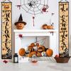 2Pcs Trick or Treat Halloween Banner Decorations Flag Haunted House Pumpkin Pattern Door Banners Porch Sign Banner