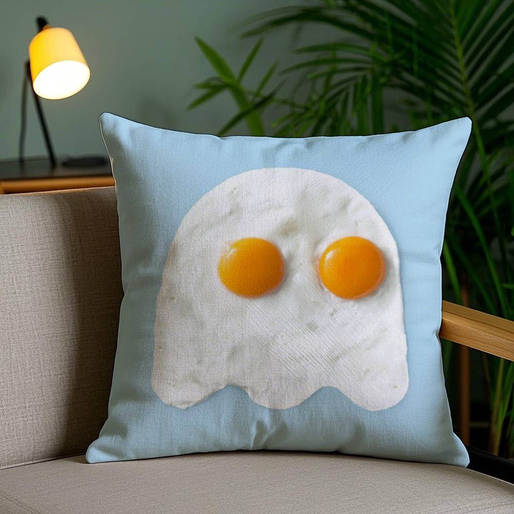 Funny Pillow Food Fried Egg Case Home Dorm Chair Back Short Plush Double-sided Printing Office Nap Time Cushion Cover