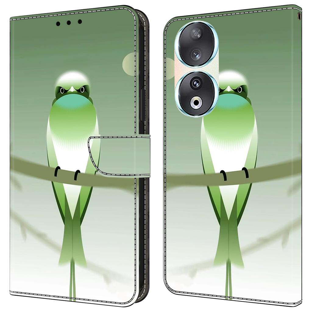 For Honor 90 Phone Case Pattern Print Magnetic Clasp Scratch-resistant Leather Cover