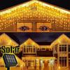 Solar Ice Strip Curtain Lights Waterproof String Lights 8 Modes Wedding Party Indoor and Outdoor Fairytale Decoration Lights