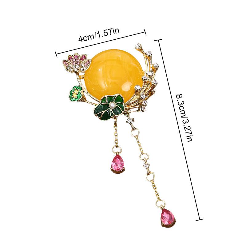 1PC Chinese Style Green Crystal Women Fashion Exquisite Gourd Shape Brooch Collar Pin Alloy Label