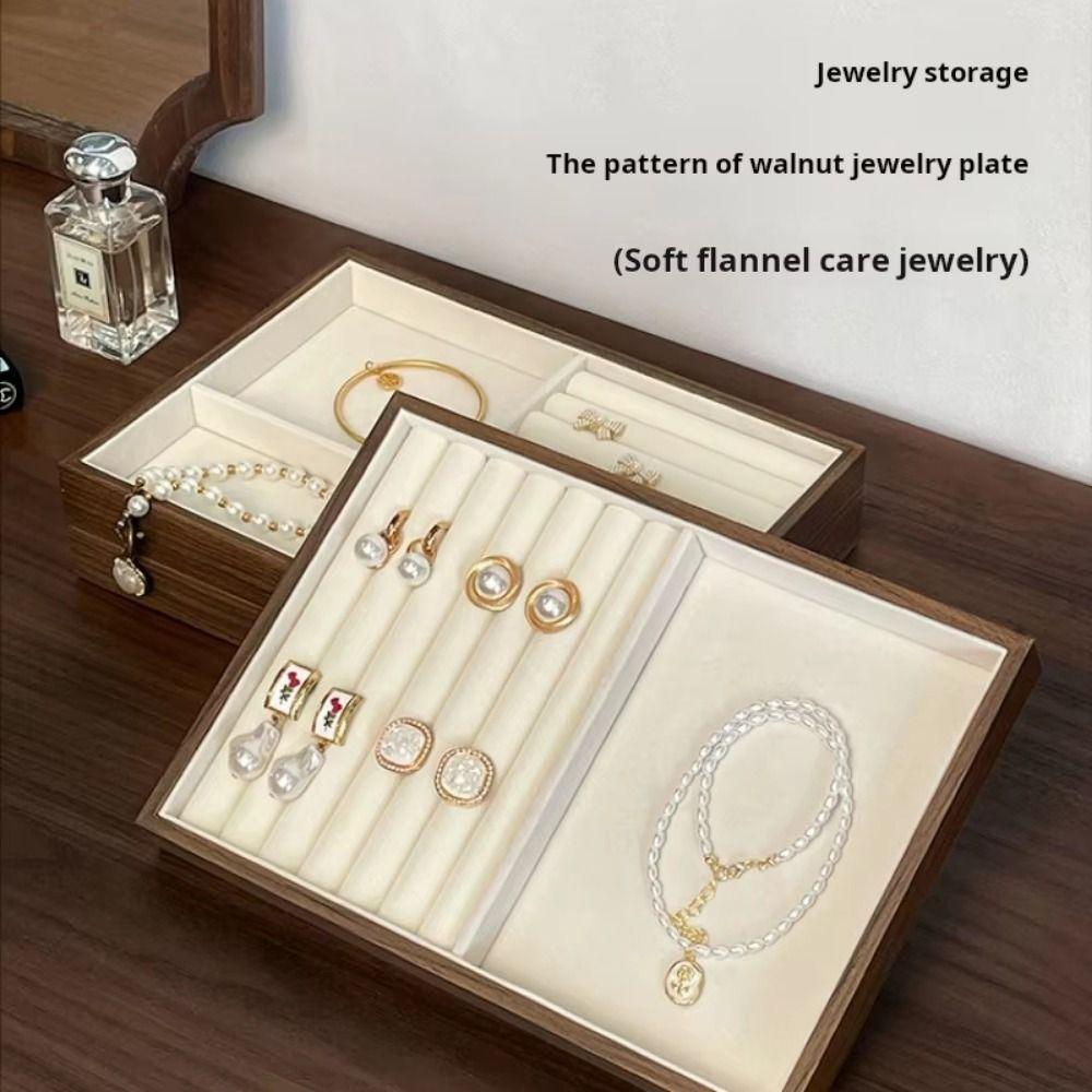 Velvet Lining Earrings Storage Holder Solid Wood High-end Necklace Organizer Jewelry Photography