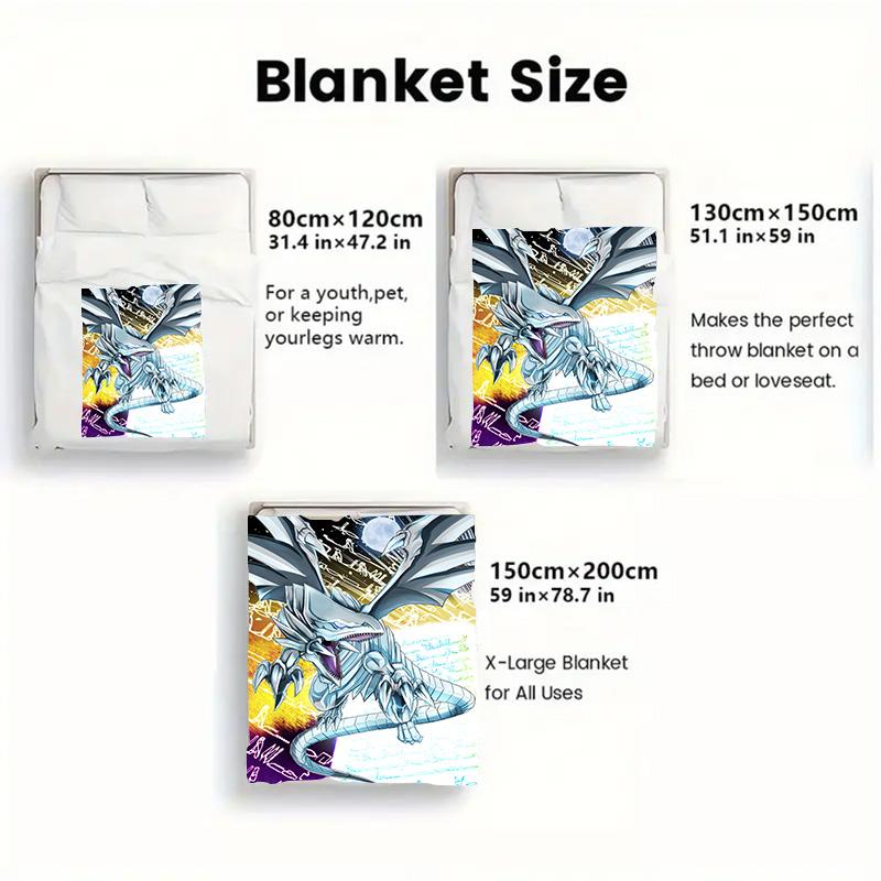 Blue-Eyes White Dragon 2D Flat Pattern Flannel Blanket High quality All Seasons Warmth and Comfort Perfect for Christmas Gifts.DMT0925376
