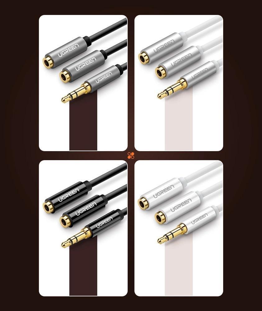 Ugreen Cable Headphone Splitter 3.5 Mm Mini Jack Aux 25Cm Black (20816)