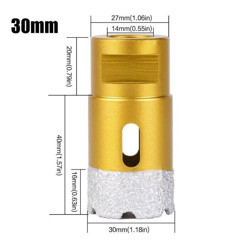 Резьбовое паяное алмазное сверло для бурения отверстий, сверло для угловой шлифовальной машины M14 для керамической плитки, мрамора, гранита, кирпича 6-65 мм
