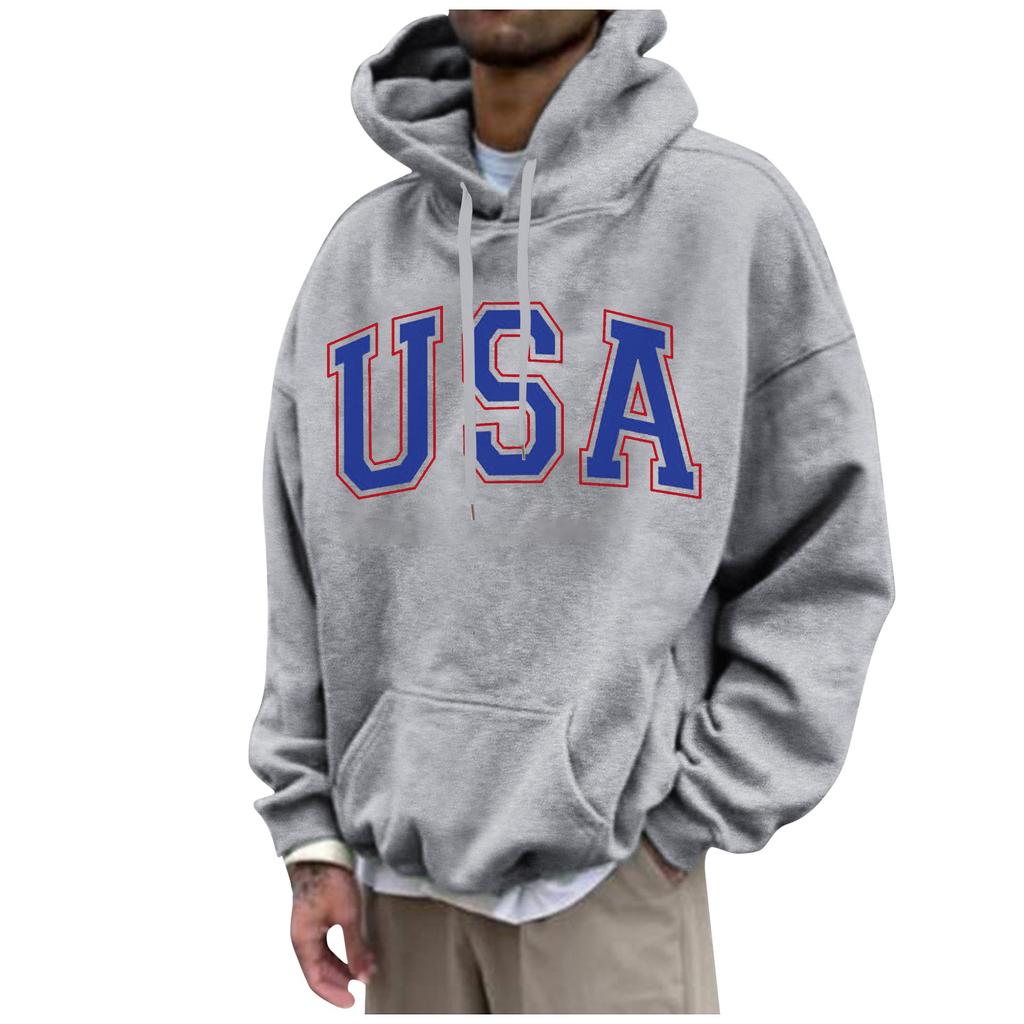 Men's Loose Printed Hooded Sweatshirt Men's Casual Fashion Sports Sweatshirt