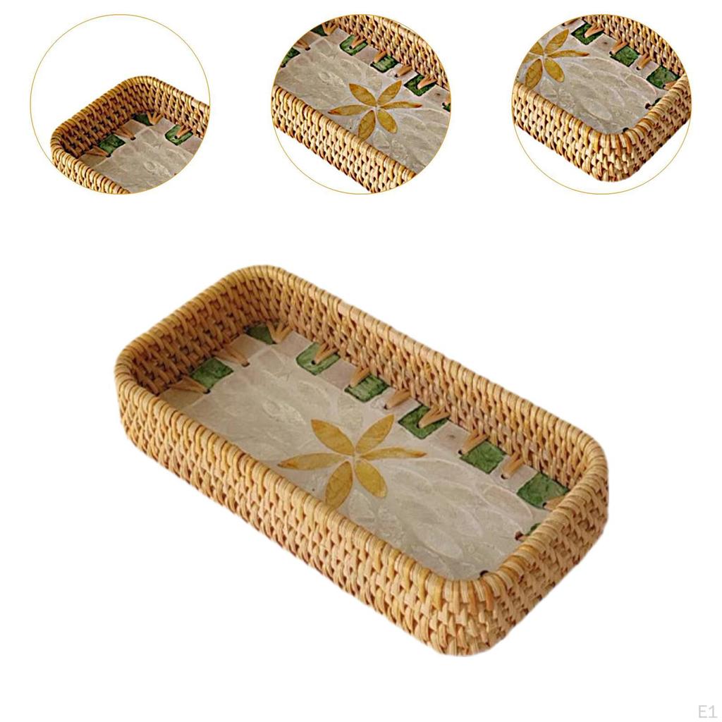 Корзина из ротанга, прямоугольный органайзер для хлеба, декоративный поднос, миска для подачи закусок на стол