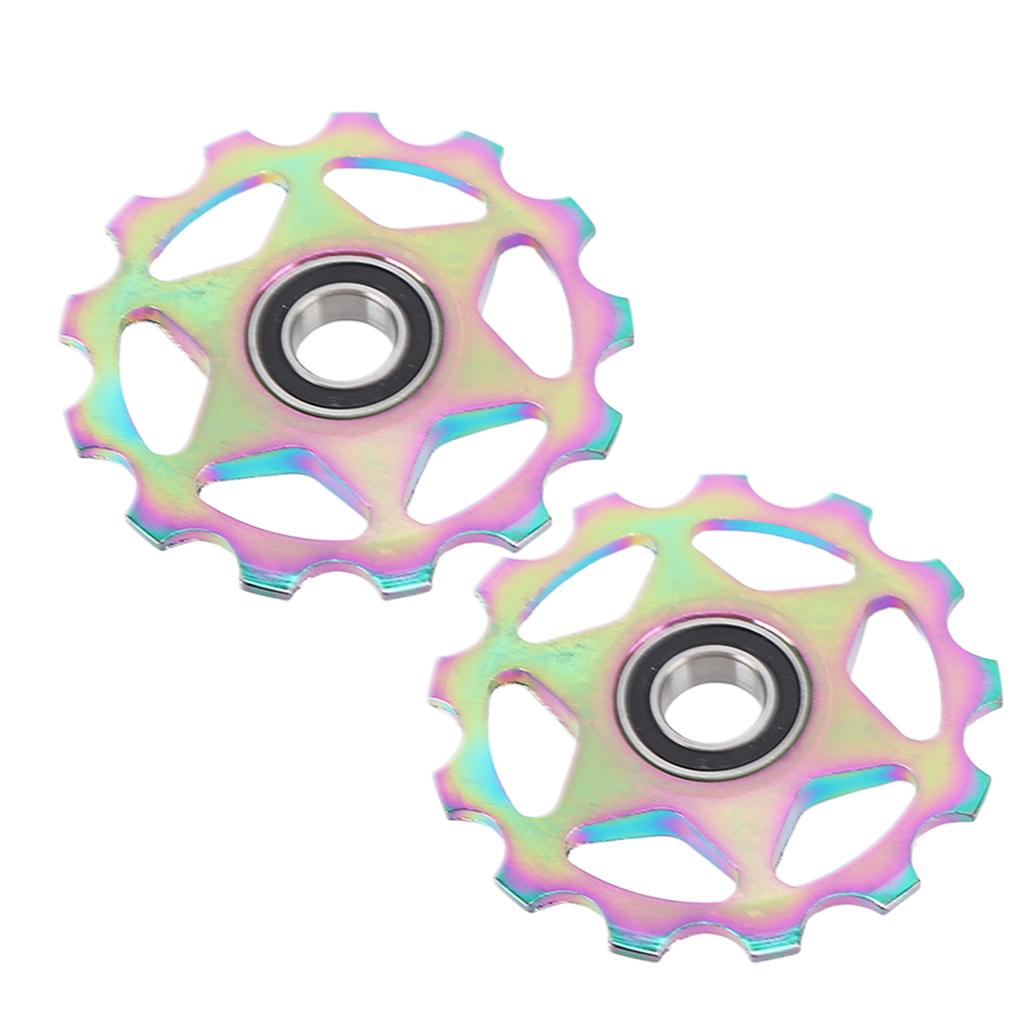 2PCS 11T Aluminum Alloy Pulley Jockey Wheel for Rear Derailleur Oil Slick Color Pattern Bike Parts