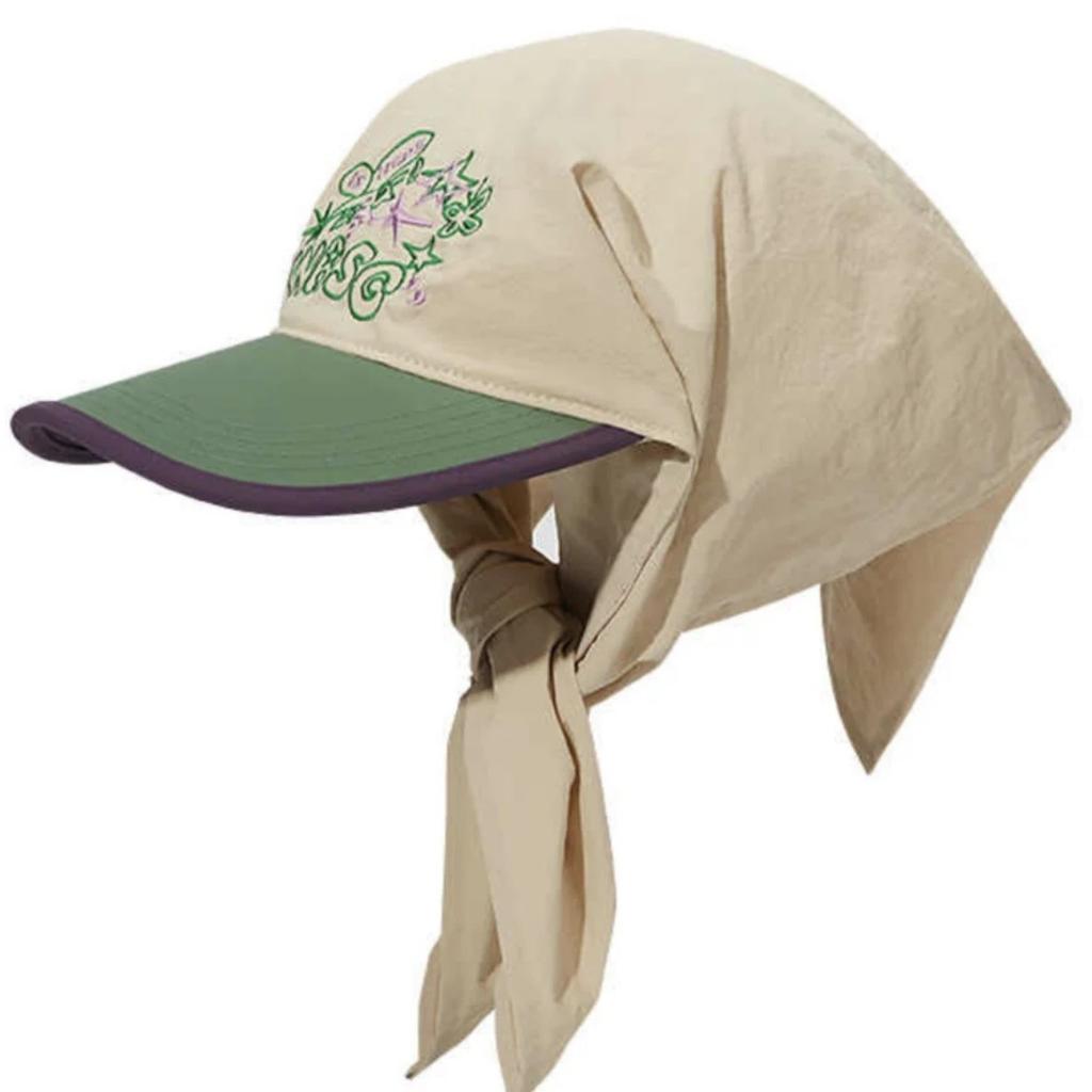 New embroidery color matching headscarf hat strap cap women's summer outdoor sunshade sun protection hat beach sun hat