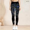 Women Plus Size Dark Purple Halloween Printed High Waist Side Eyelet Lace Up Full Length Leggings