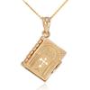 Vintage Golden Religion Bible Pendant Necklace Openable Book Necklace Faith Cross Necklace
