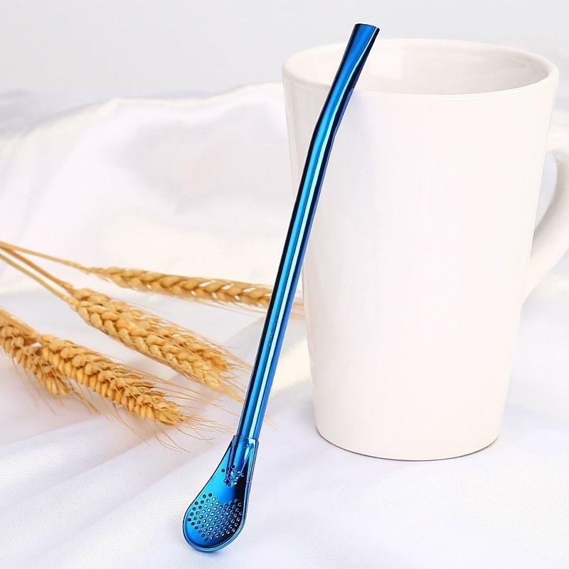 2 в 1 трубочка для питья и перемешиваются ложка из нержавеющей стали