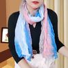 Trendy Gradient Cotton-Linen-Silk Scarf/Shawl for Women - Sun Protection & Dual-Use for All Seasons
