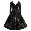 Женское длинное платье с принтом на Хэллоуин для костюмированных вечеринок и праздничных мероприятий