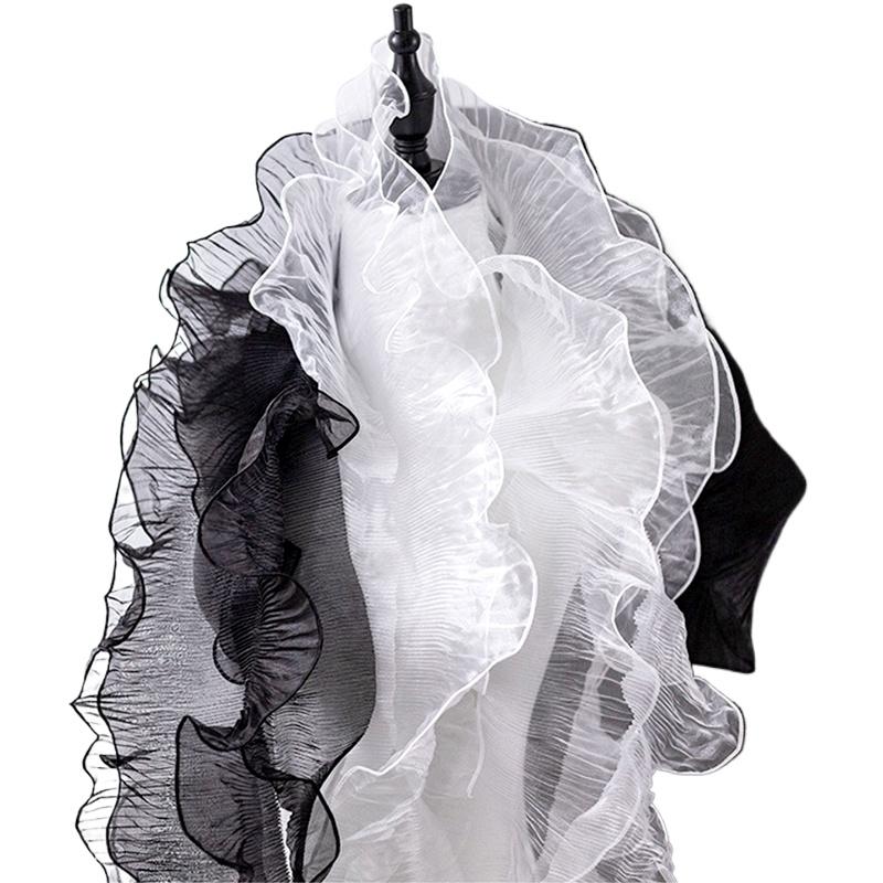 2 шт. кружевная отделка декоративная лента для вечеринки прозрачные переливающиеся аксессуары для платья модные большие волнистые швейные ткани плиссированные оборки