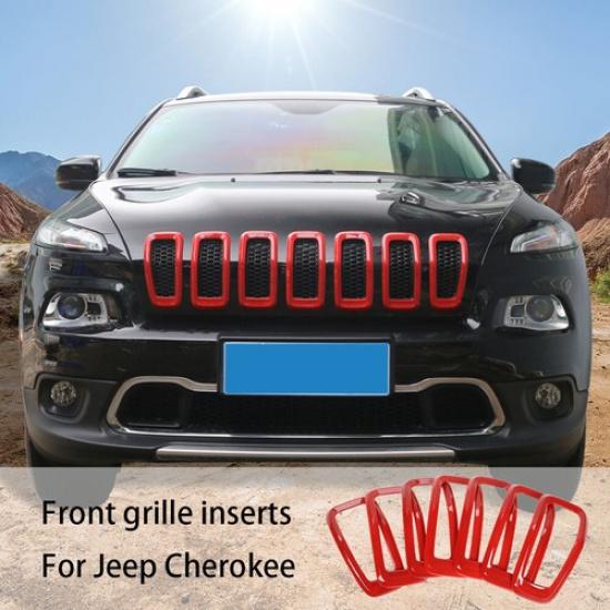 7pcs Car Front Grille erts Grill Frame Trim Cover for Jeep Cherokee 2014-2018