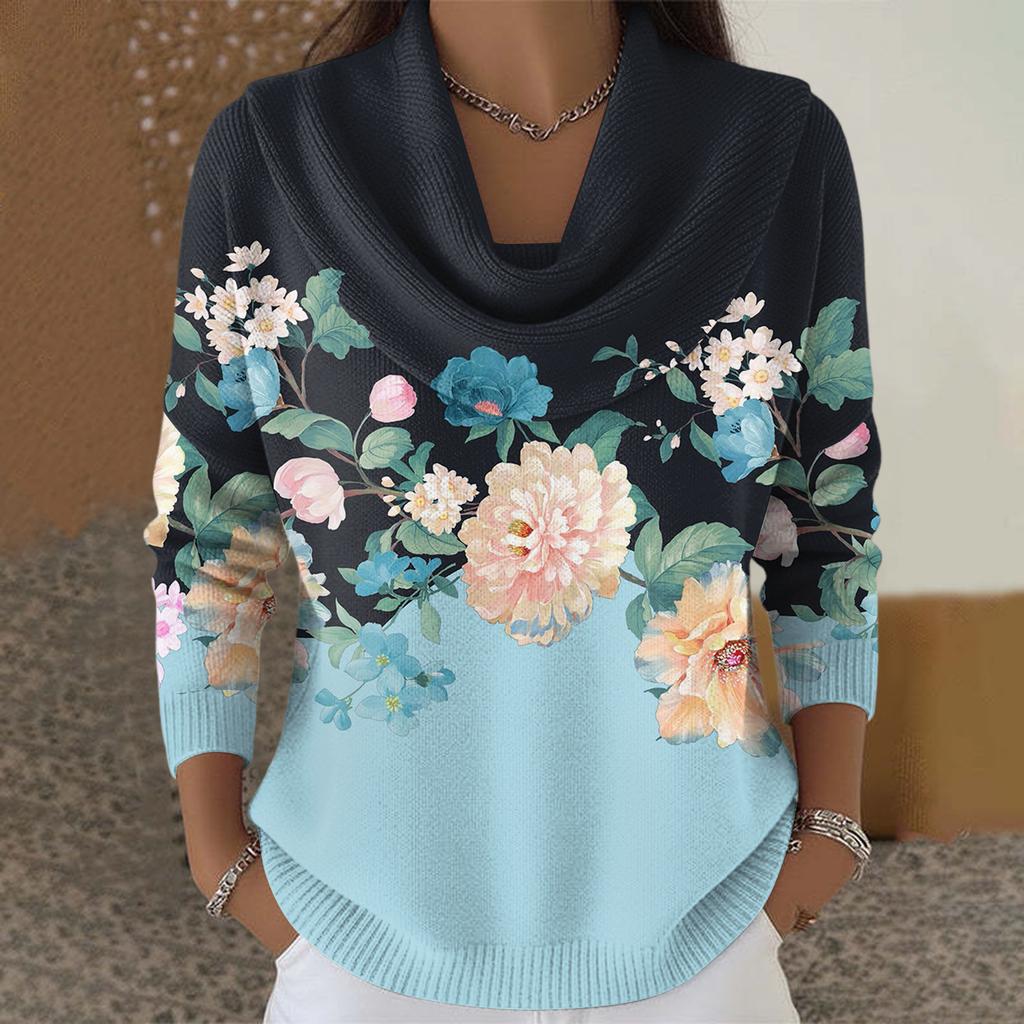 Женский повседневный и модный свитер с круглым вырезом, длинными рукавами и принтом
