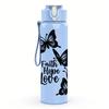 1PC Faith Hope Love Butterfly Art 750ml Color Plastic Sports Water Bottle Leakproof Flip Straw Lid Suitable for Sports Office Home Use