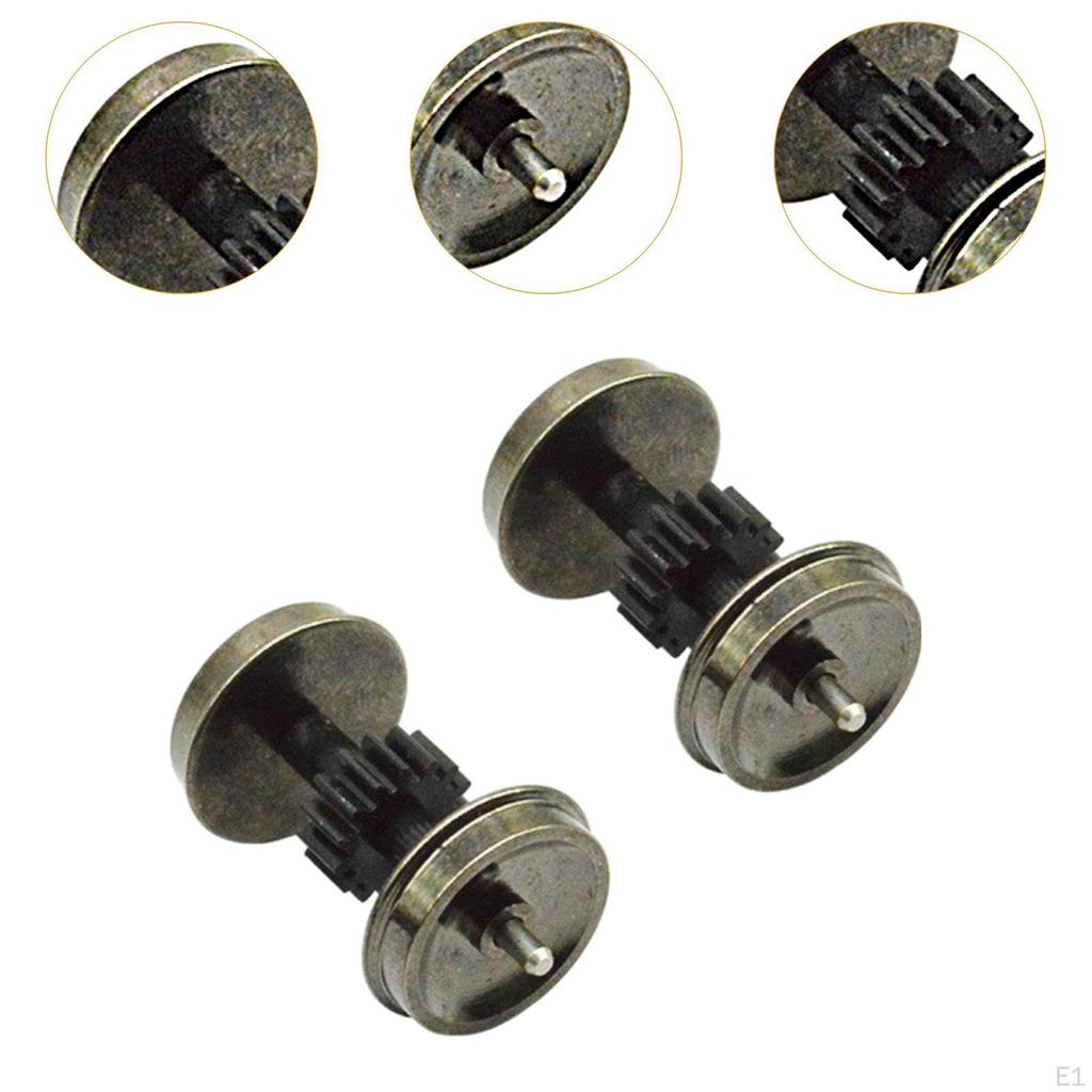 2 Pieces HO Scale Metal Wheels DC Wheel Set DIY Upgrade Accs Railway Parts for 1:87 Railroad Model