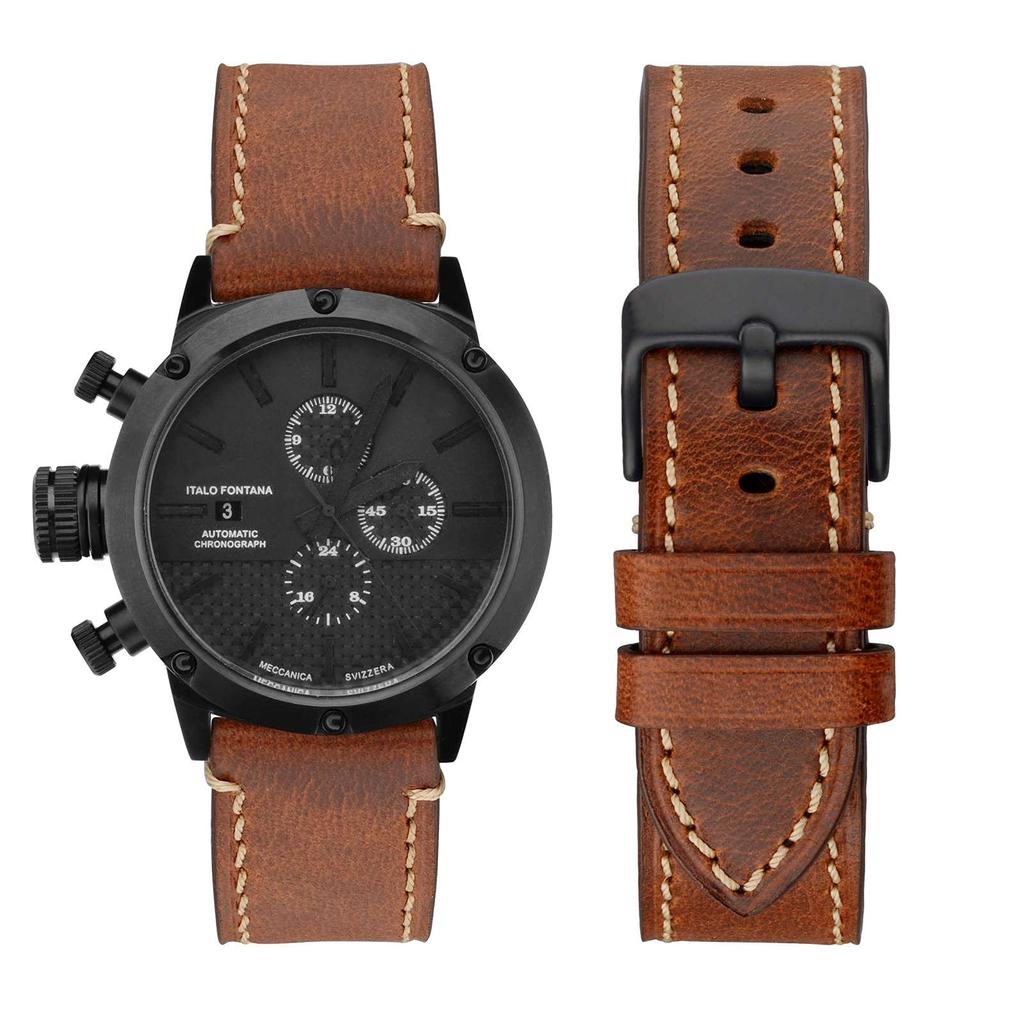 WOCCI 18 мм Винтажный Кожаный Сменный Ремешок для Часов Ретро Натуральная Кожаный Ремешок для Часов с Черной Пряжкой, (Золотисто-коричневый)