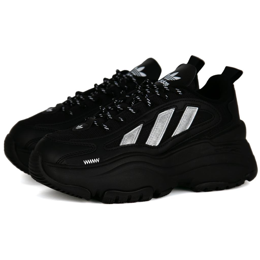 adidas Оригинальные OZGAIA Маленькие Счастливые Устойчивые к истиранию Устойчивые к истиранию Низкие Массивные Кроссовки Женские Черные Серебристые JQ4110(Команда562-)