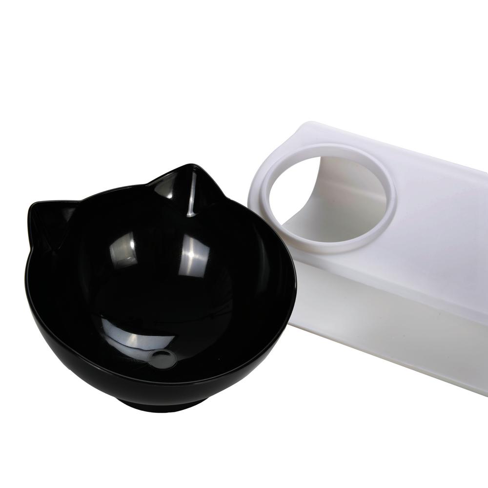 Двойные симпатичные высокие миски для кошек с подставкой, защитой от шеи, миска для корма и воды для маленьких кошек и собак, черные, белые, прозрачные