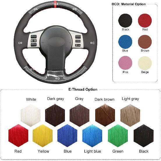 MEWANT Steering Wheel Covers Hand Sewing Customized Black PU Carbon Fiber and Suede Car Steering Wheel Wrap for Infiniti FX FX35 FX45 2003-2008