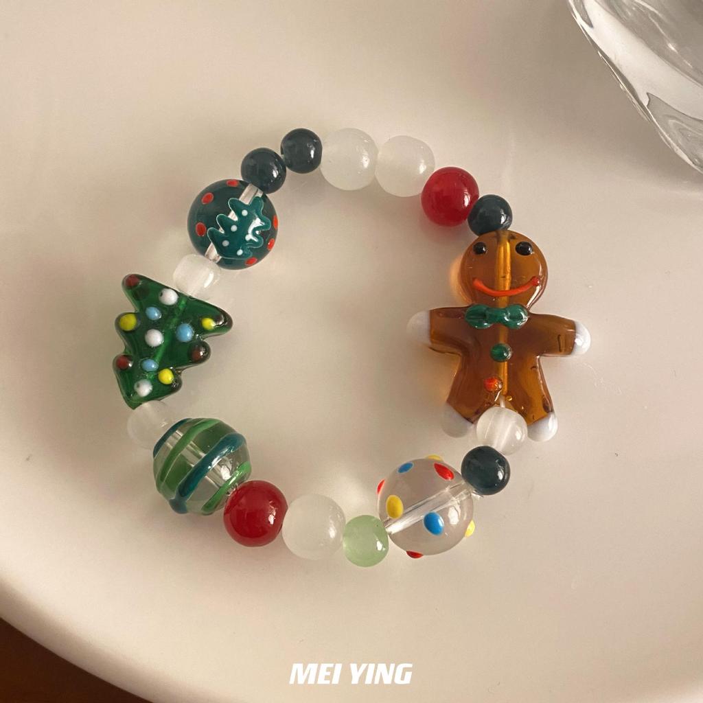 Корейский сезонный браслет-минималист с пряничным человечком: Рождественское издание