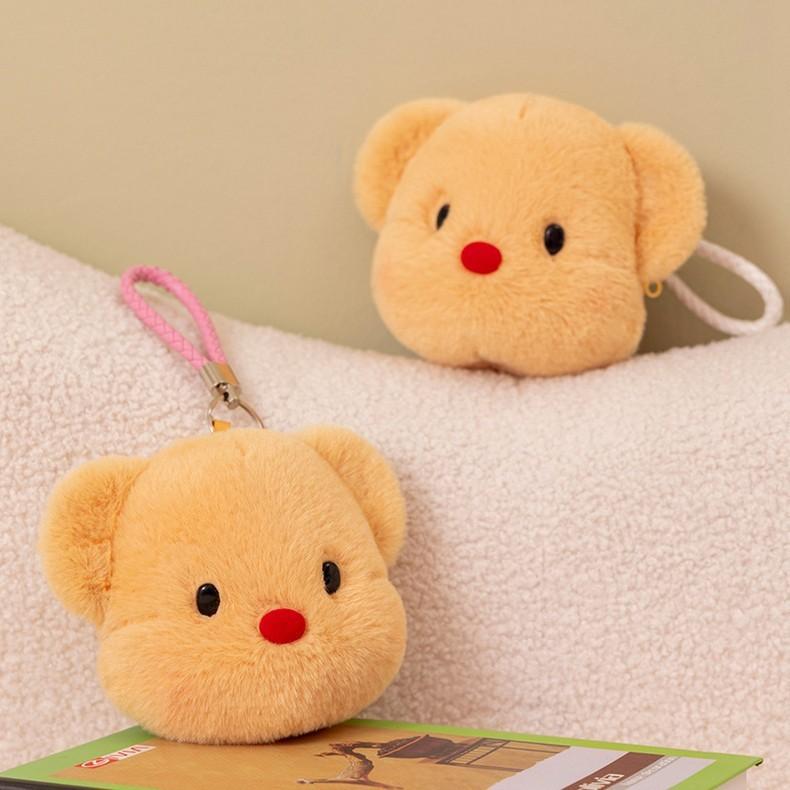 Bear Butter Plush Toy Keychain Coin Purse Headphone Bag Decorations Pendant