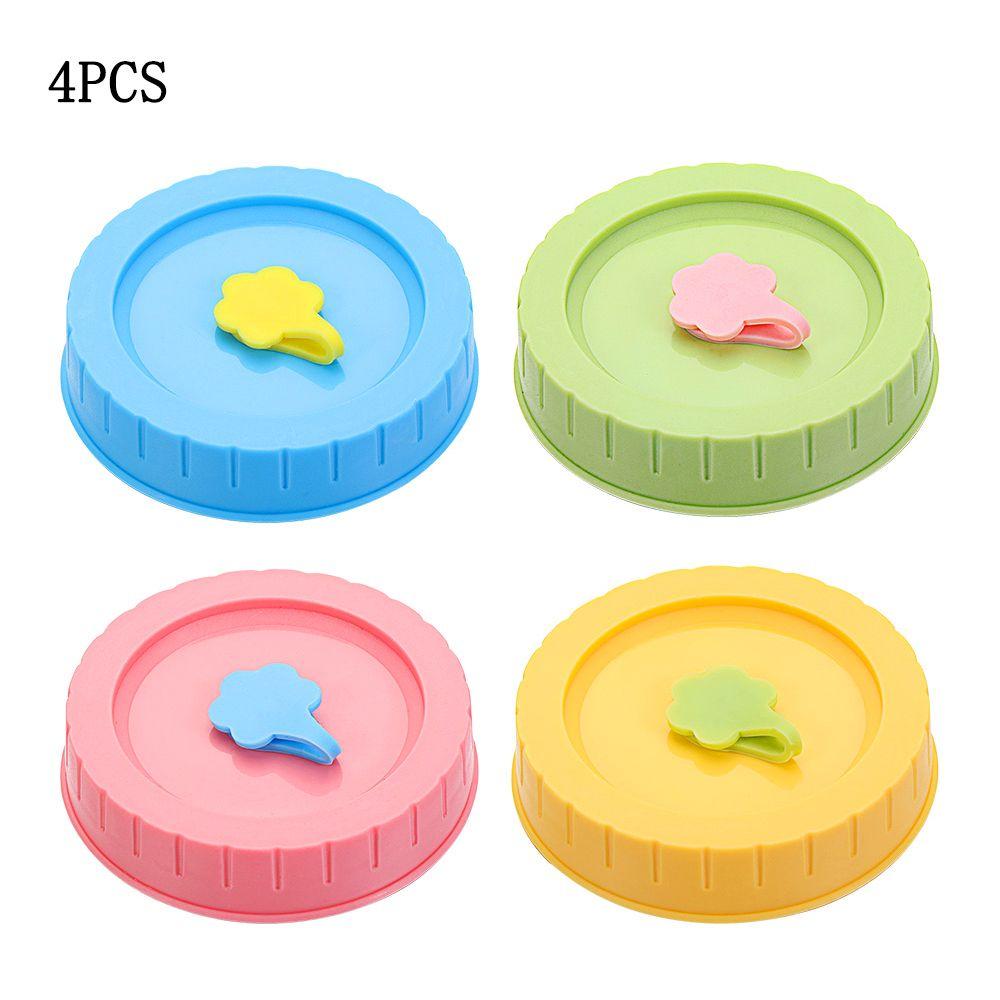 1/4Pcs Plastic Leak-Proof Food Storage With Straw Hole Canning Lids Jar Caps Mason Jar Lids