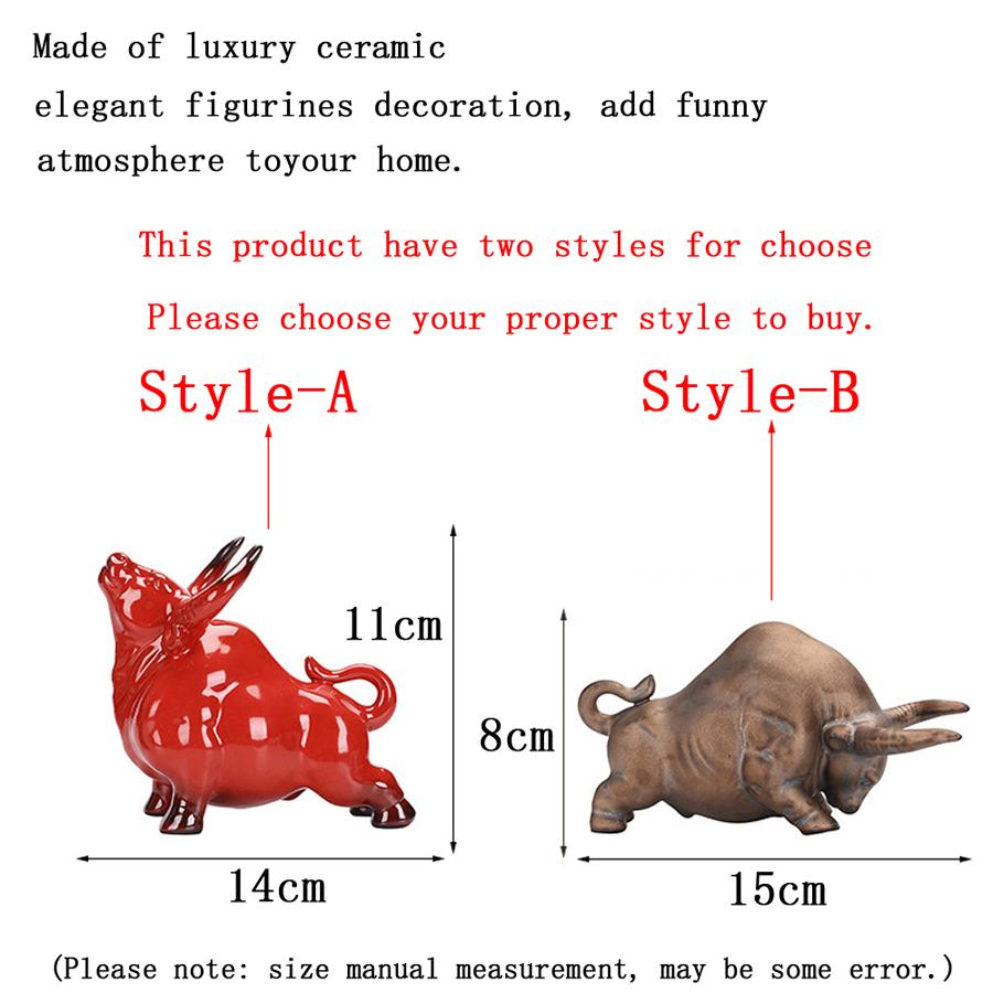 Luxury Ceramic Retro Bronze or Red Lucky Cattle Cow Ox Statue Nordic Home Decor Bull Sculpture Desk Ornament Animal Figurine Toy