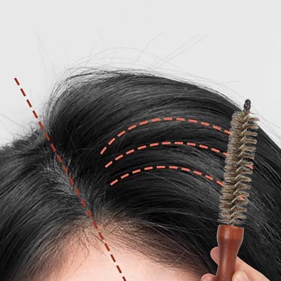 Маленькая круглая щетка из щетины кабана с деревянной ручкой, натуральная щетина для мужчин и женщин, короткие тонкие волосы, завивка, сушка феном, распутывание, укладка