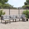 VidaXL Garden Lounge Set with Cushions 4 Pcs Black Powder-coated Steel, Garden Sofa Set, Sofa Set 3283670