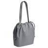COACH Faye 28 Logo Drawstring Closure Smooth Leather Shoulder Bag Large Women's Gray Blue