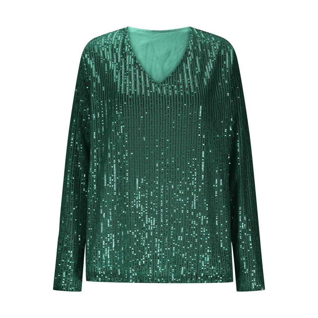 Женский однотонный пуловер с длинными рукавами и V-образным вырезом