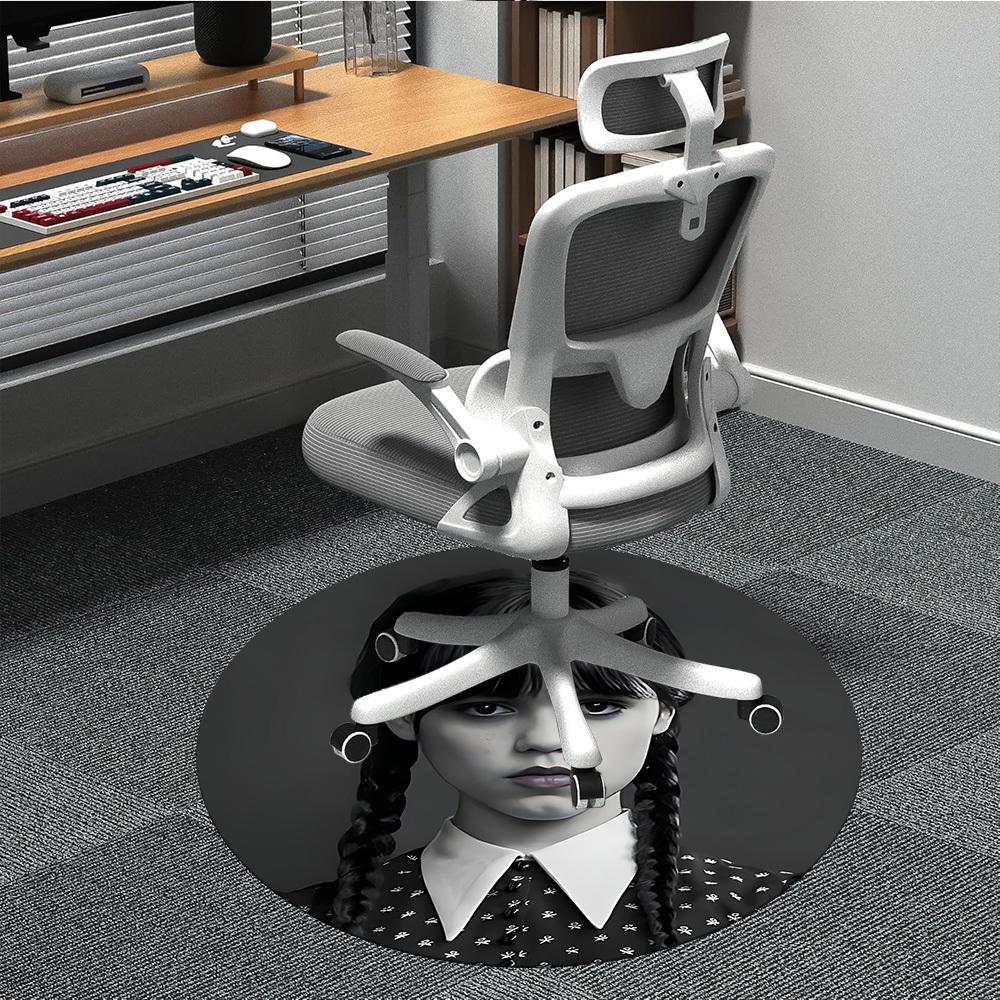 1PC Wednesday Addams Office Round Area Rug, Indoor Mat Suitable For Office, Under Office Chairs Bedroom Living Room Home Decor, Room Deco110