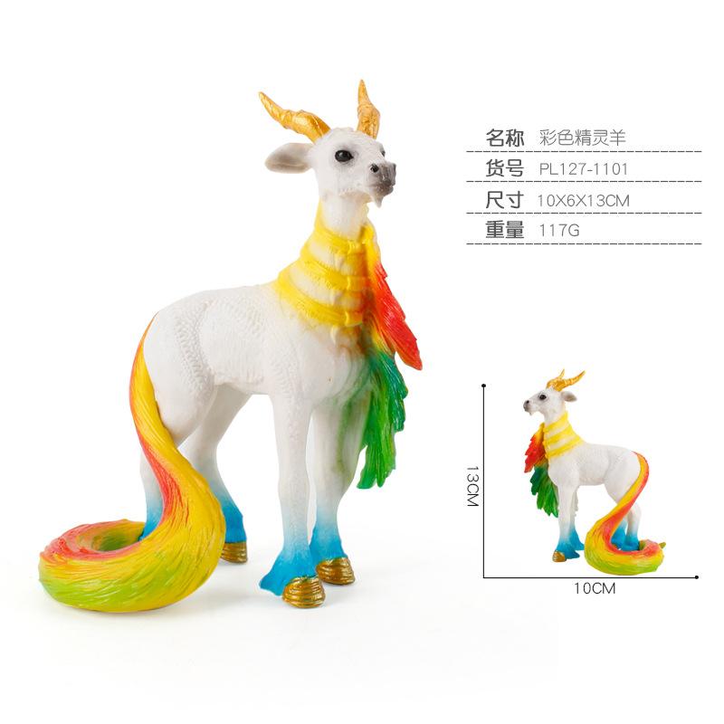 Animal Model Mythical Beast Toy Large Unicorn Rainbow Horse Pegasus Elf Sheep Ornament Doll