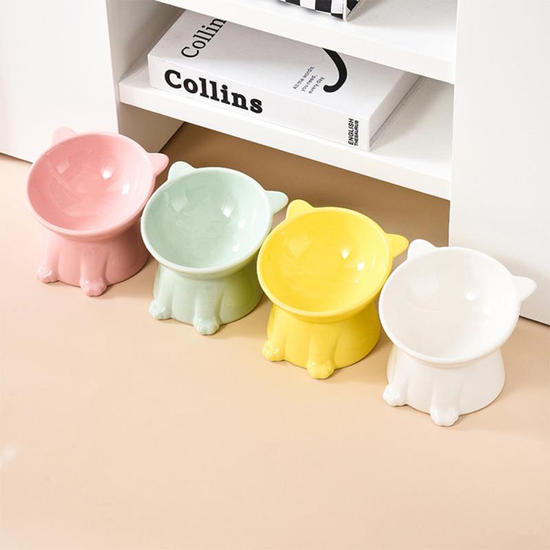 Керамические приподнятые миски для кошек, наклоненные приподнятые миски для еды, воды, против рвоты, микроволновая печь, можно мыть в посудомоечной машине, можно мыть в посудомоечной машине