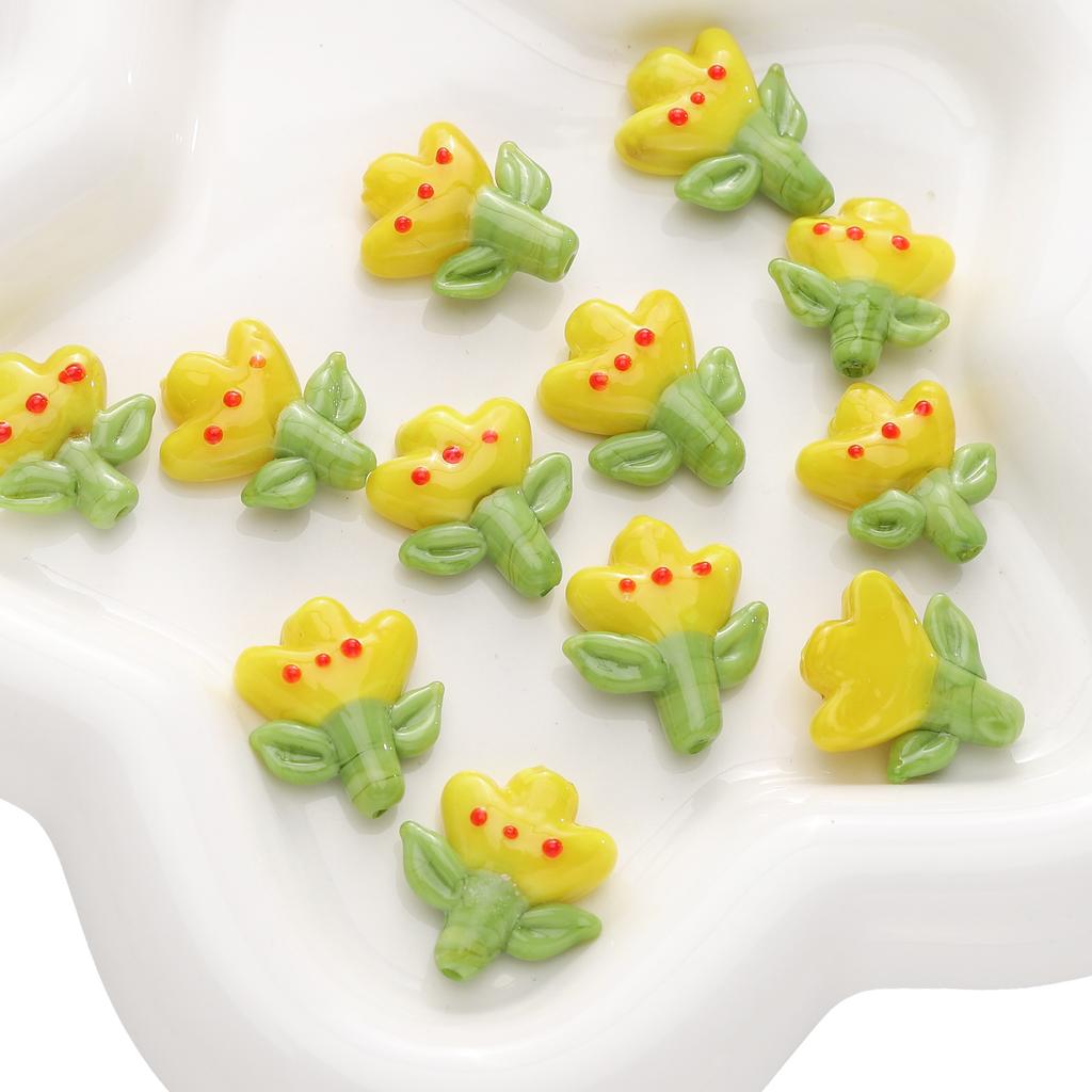 18x22мм Стеклянные бусины Тюльпаны Разделительные Рассыпные бусины для изготовления браслетов, ожерелий и ювелирных изделий своими руками