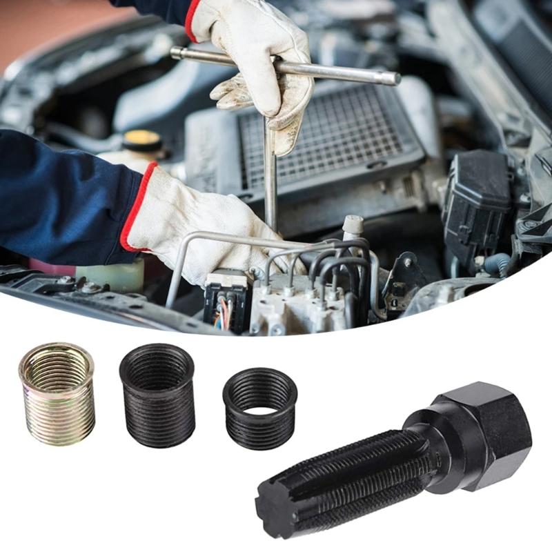 M14x1.25мм 14мм Набор для ремонта резьбы свечей зажигания, 16 предметов, стальной развертка-метчик с пластиковым кейсом для технического обслуживания автомобилей