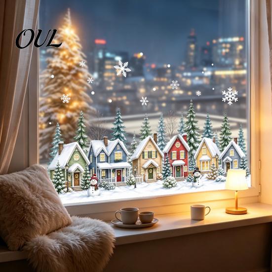 Reusable PVC Stickers Christmas Static Window Clings, Glass Stickers, Xmas Winter Snowflake Decals Festive Shop Display for Home Store Holiday