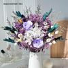 Immortal Rose & Eucalyptus Bouquet: Dried Hydrangea, Baby's Breath, Crystal Grass for Home Decoration & Living Room Arrangement