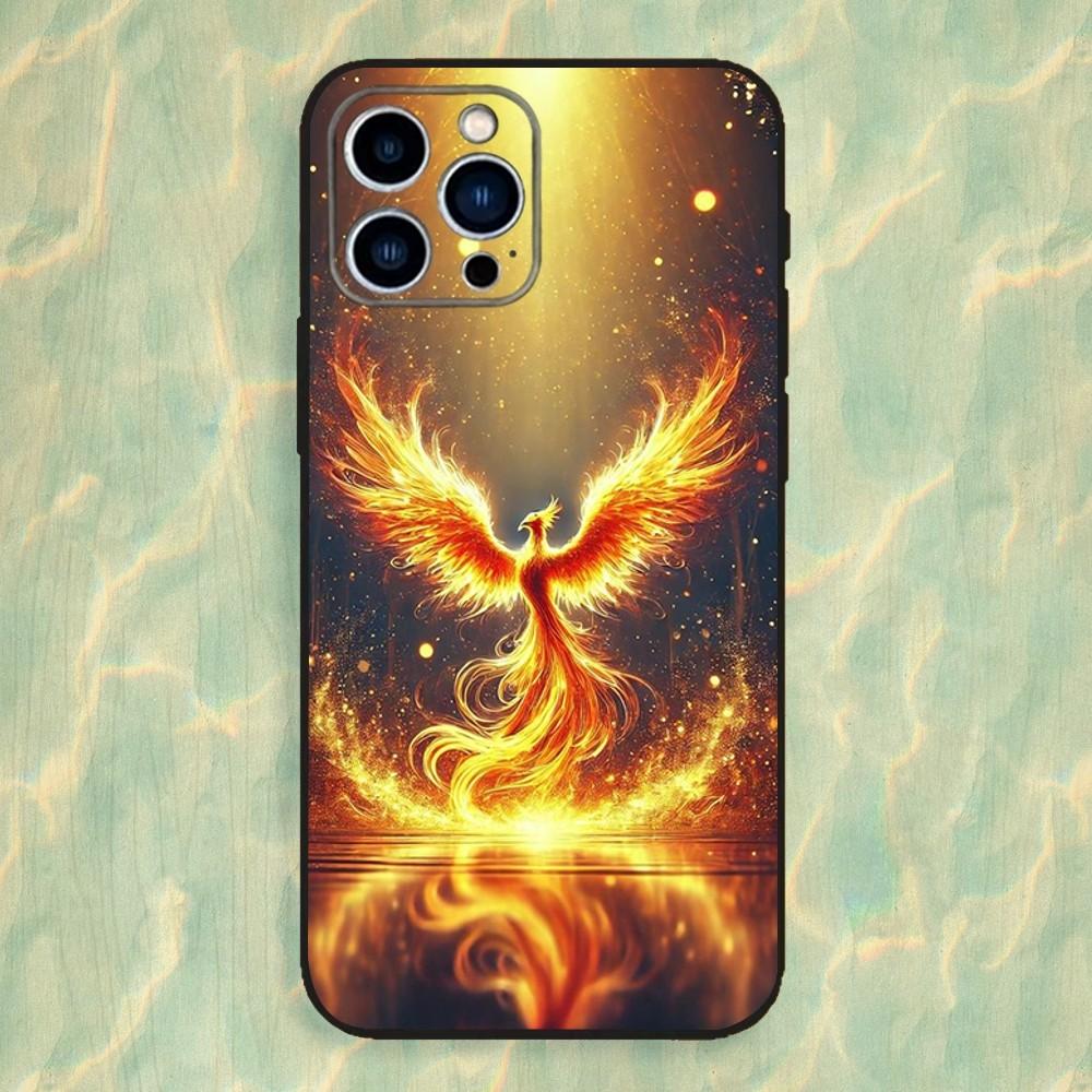 Myth Art Phoenix Phone Case For iPhone 16,15,14,13,12,11 Plus,Pro Max,XS,X,XR,SE,Mini,8,7,Soft Silicone Black Cover