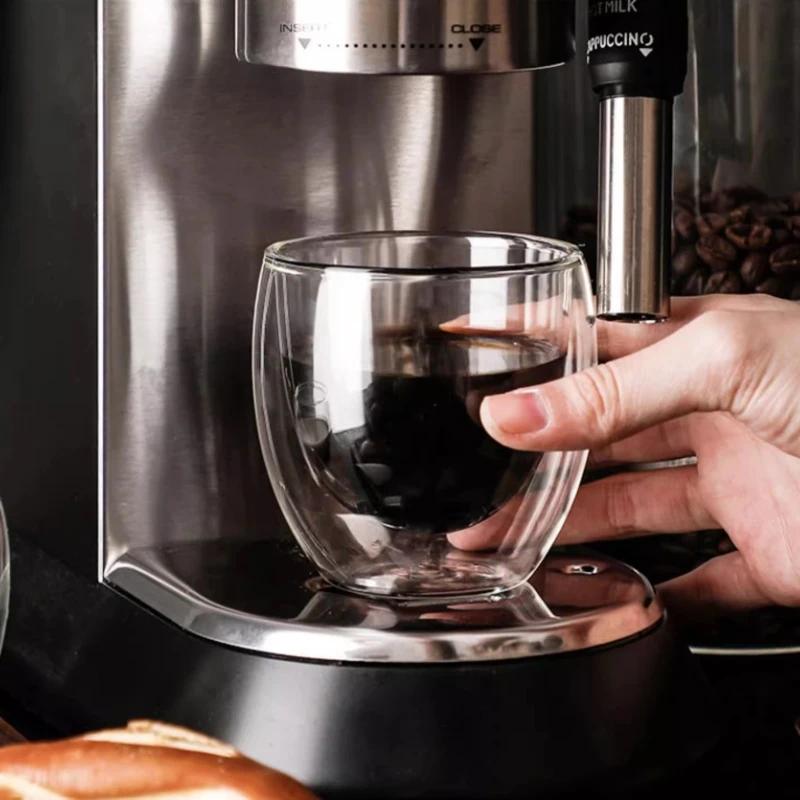 Креативная посуда для напитков 80мл/225мл/320мл Кружка для кофе из стекла с двойными стенками Современная стеклянная посуда Прозрачное стекло Классический стакан для виски