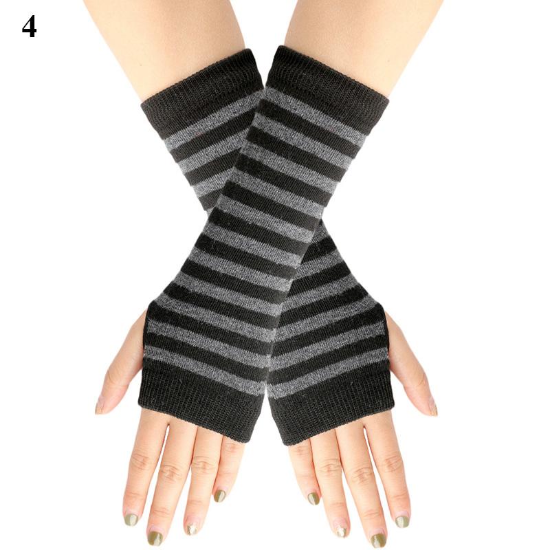 Women Long Fingerless Gloves Knitted Mitten Hand Warmers Winter Warm Wool Knitting Half Finger Gloves Unisex Arm Sleeve